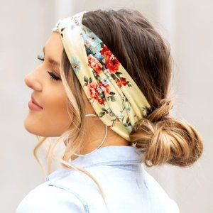 Yellow, Red & Blue Floral Twist Headband